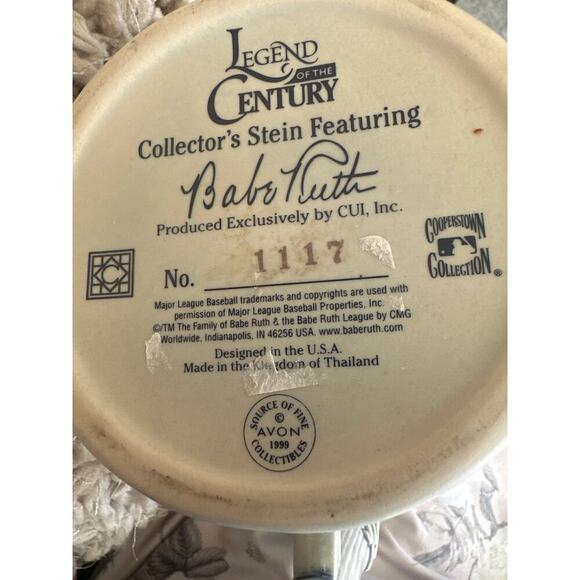 1999 Babe Ruth Collector’s Stein – “Legend of the Century” Avon x Cooperstown - Picture 4 of 4